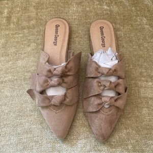 Queen George Tan Suede Mules | NWT